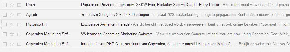 E-mail Marketing TIP- symbool in onderwerp mailing